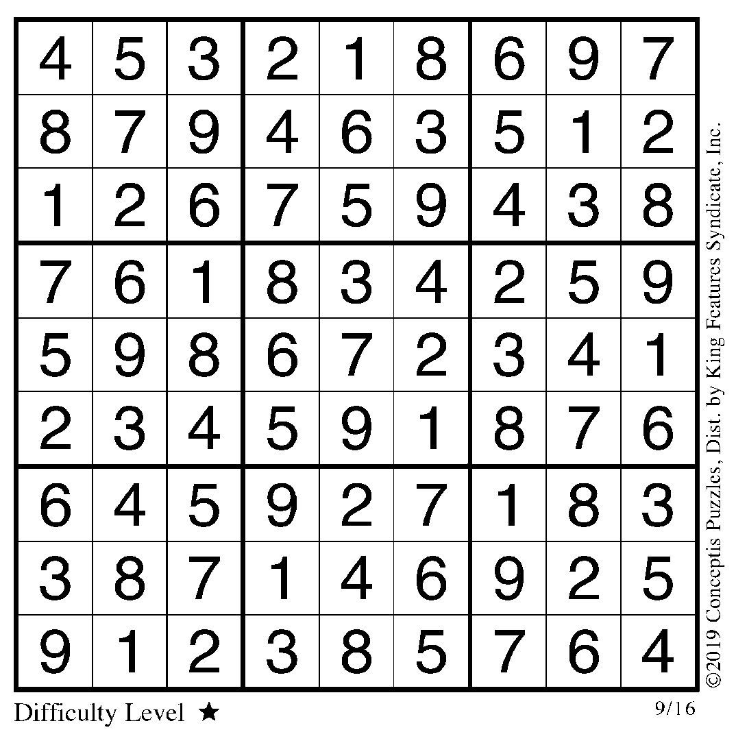 Sudoku answers 0916
